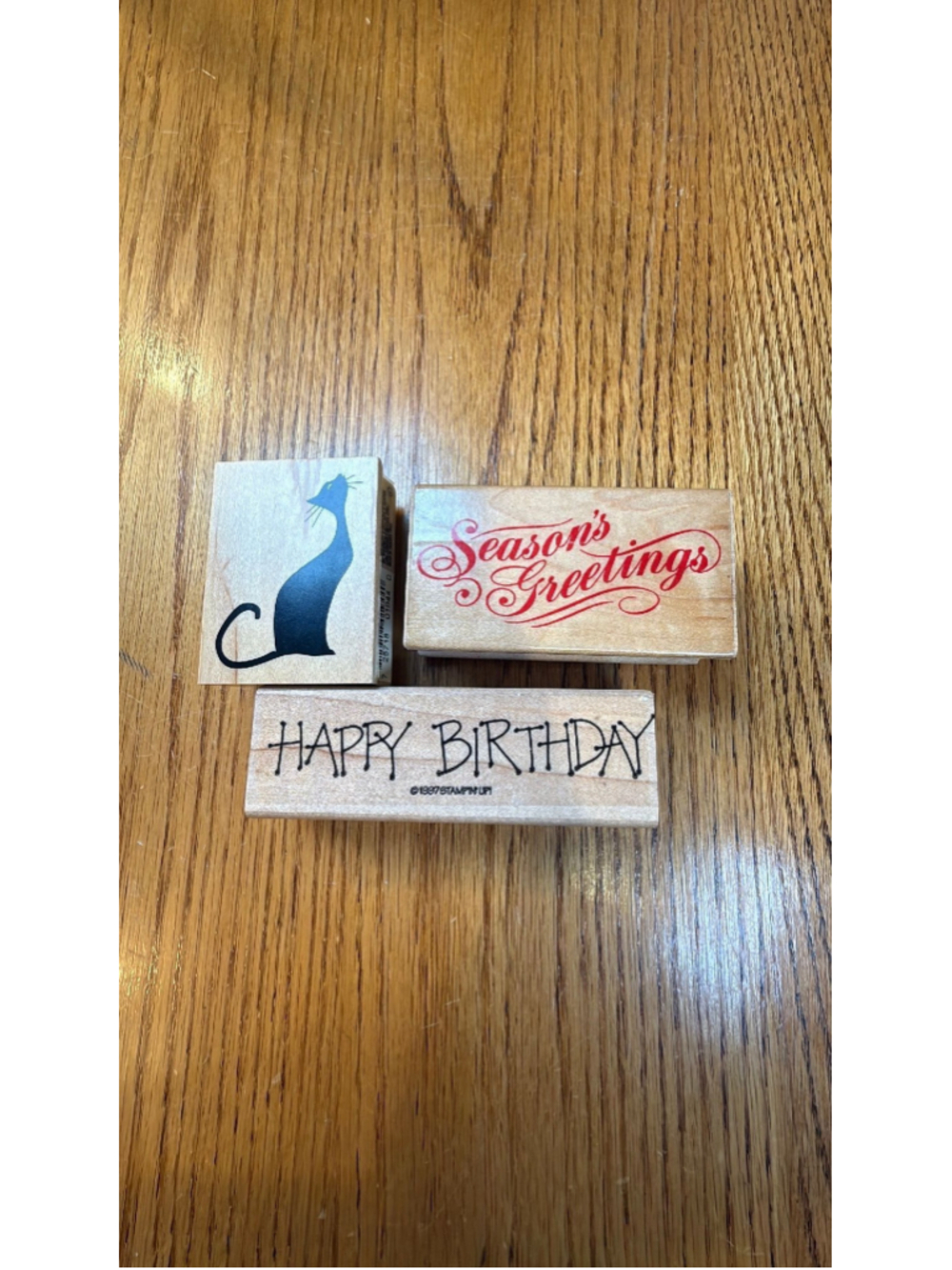 Stamp lot #11 Cat Stamp, Happy Birthday Stamp, Seasons Greetings Stamp (qty 3)